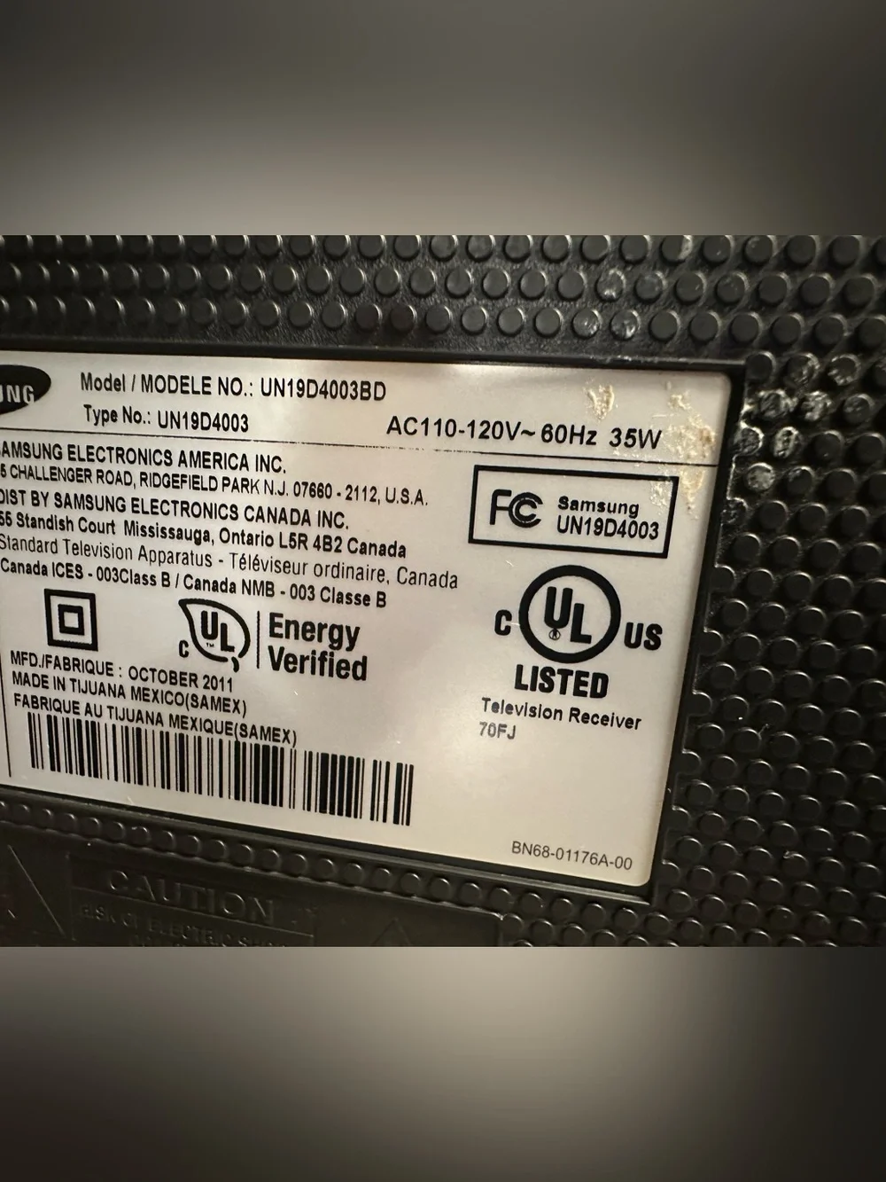 Samsung UN19D4003BD 19